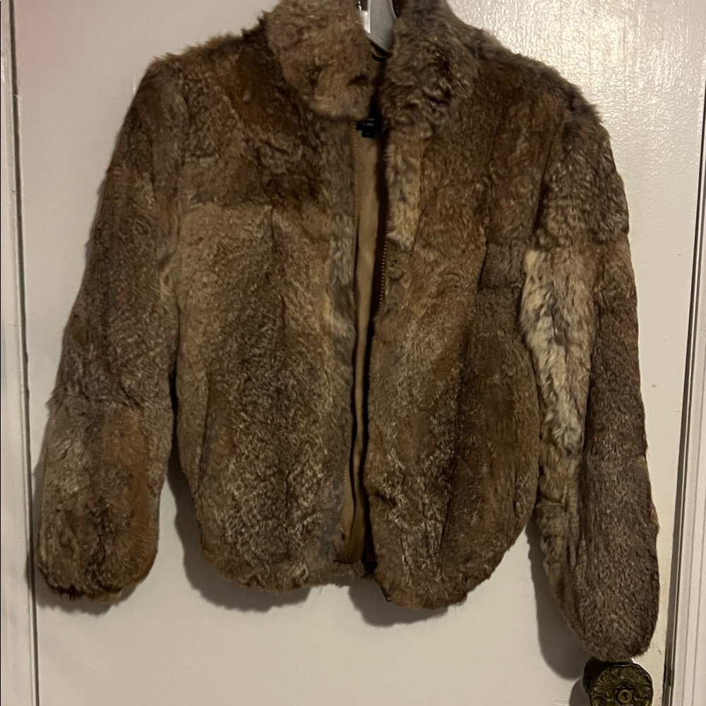 Elegant Women's Tan Rabbit fur Jacket